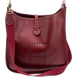 Hermes Box Evelyn 29 Deep Red Leather Shoulder Bag